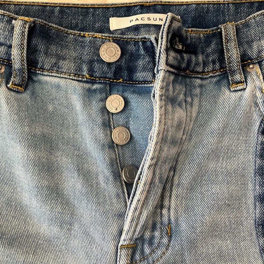 PACSUN Los Angeles High rise straight Blue 2 tones Jeans Size 25 - Picture 4 of 12